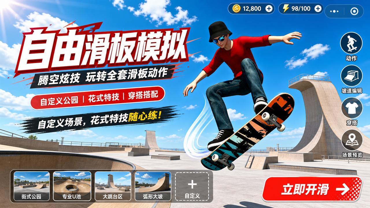 自由滑板模拟截图