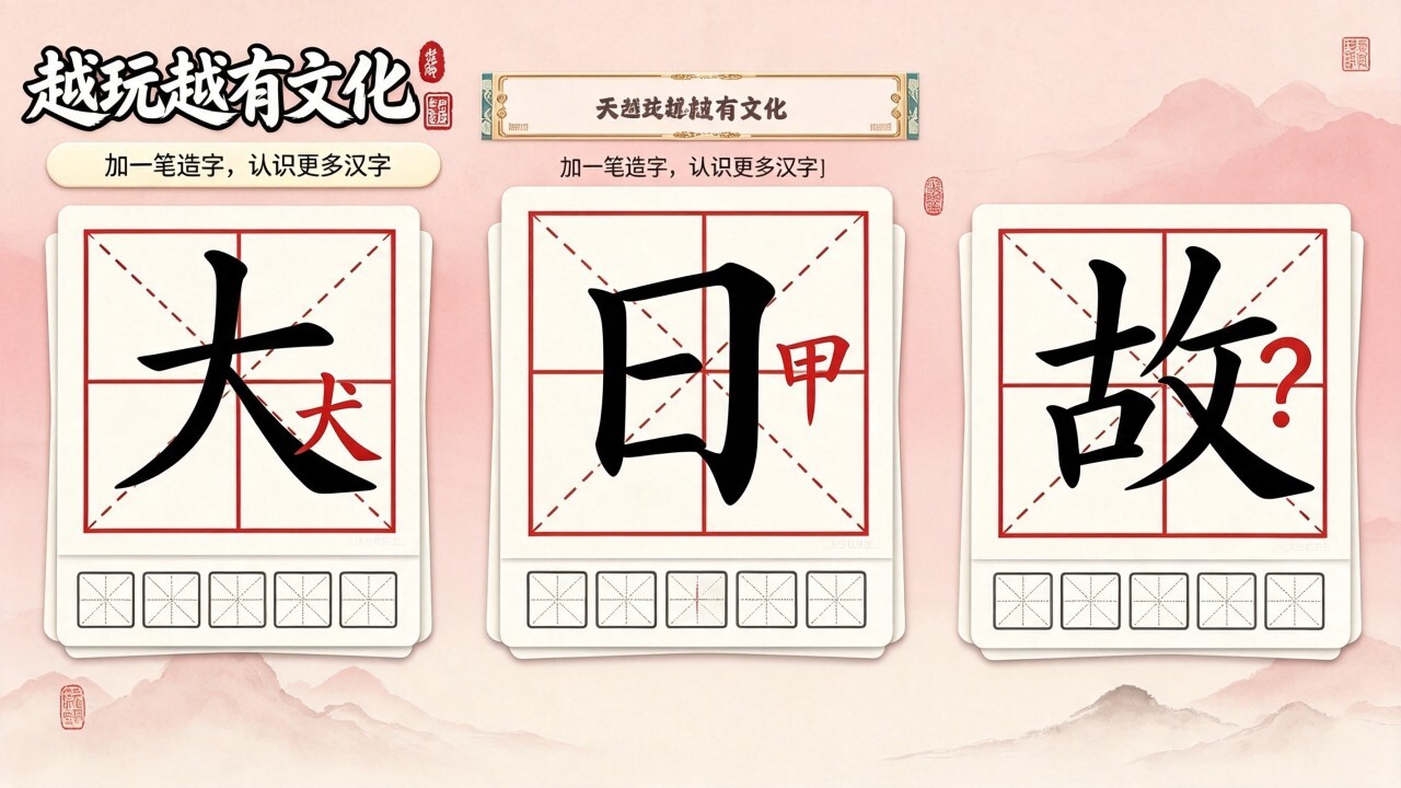 汉字加一笔造字截图